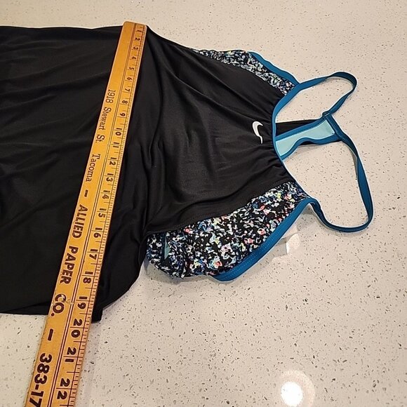 Nike Pixel Party Layered Tankini Top Black Teal Swimwear WOMENS SIZE S - Picture 4 of 6